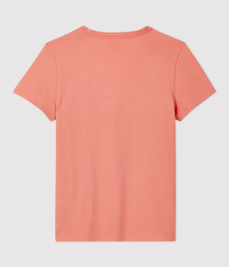Tee-shirt LE DROIT col V en coton bio Femme rose PAPAYE