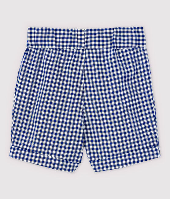 Short vichy en chaîne et trame bébé garçon bleu SURF/blanc MARSHMALLOW