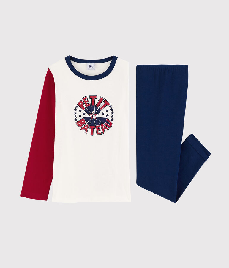 Pyjama petit gar&ccedil;on en coton bleu MEDIEVAL/blanc MULTICO