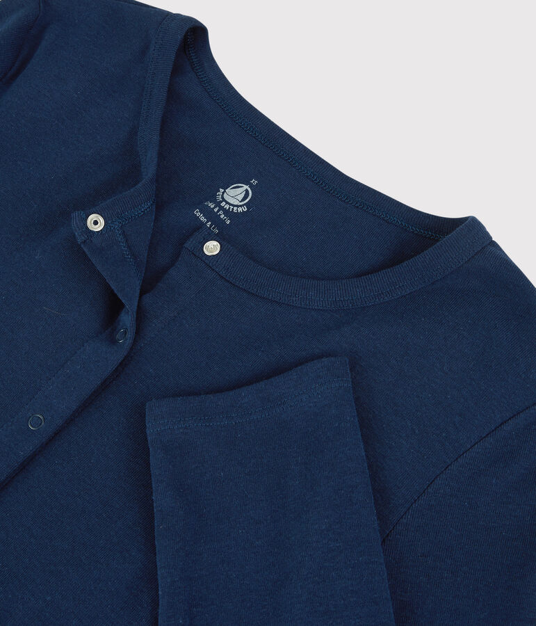 Cardigan en coton/lin uni Femme bleu MEDIEVAL