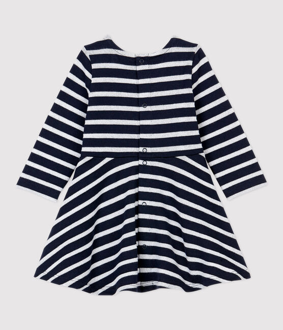 Robe en molleton bébé. bleu SMOKING/ MARSHMALLOW ARGENT BRILLANT