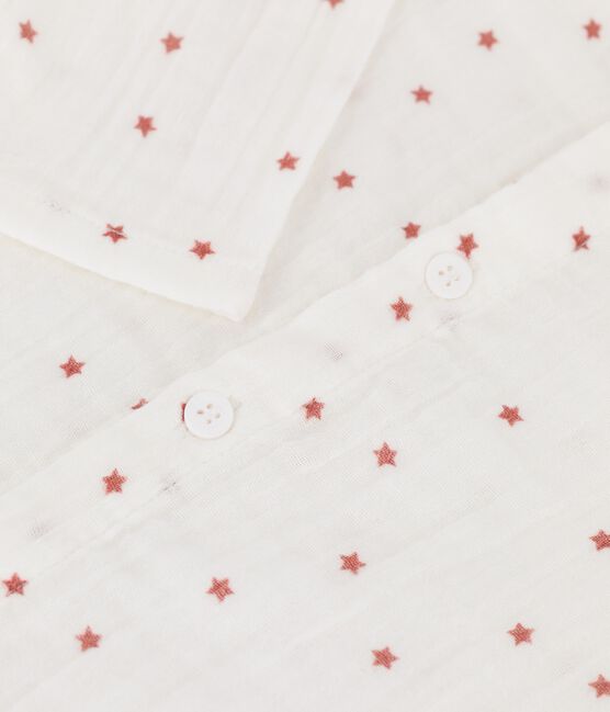 Chemise en gaze de coton bio bébé blanc MARSHMALLOW/rouge OMBRIE
