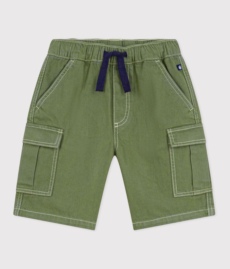 Bermuda cargo enfant en coton vert OLIVINE