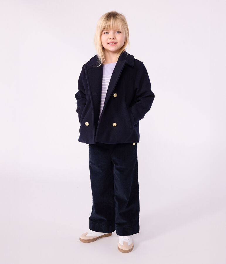 Caban enfant en draps de laine uni bleu SMOKING