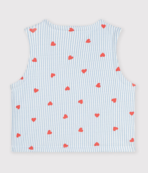 Gilet sans manche r&eacute;versible b&eacute;b&eacute; en coton imprim&eacute; c&oelig;urs blanc/multicouleur