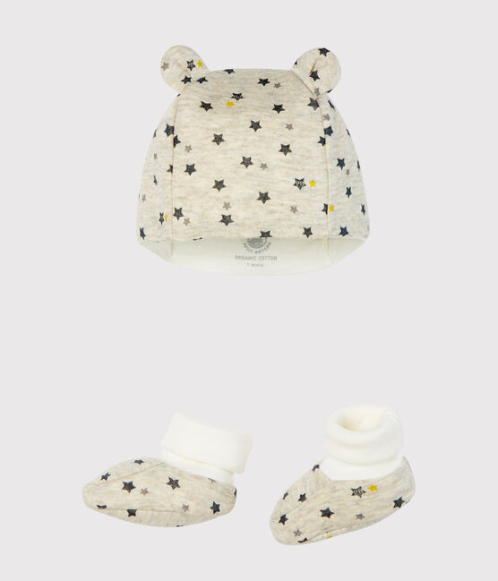 Lot bonnet et chaussons bébé garçon en laine et coton variante 1