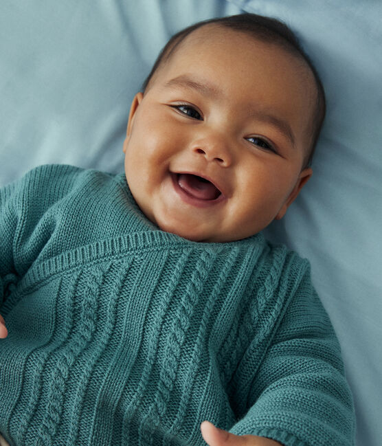 Cardigan en laine et coton bébé vert PAUL