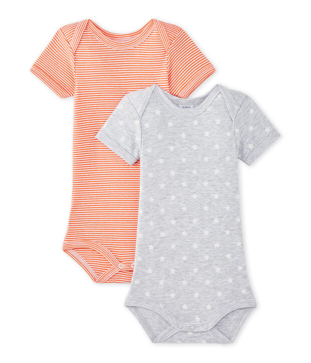 Lot de 2 bodies b&eacute;b&eacute; gar&ccedil;on manches courtes blanc