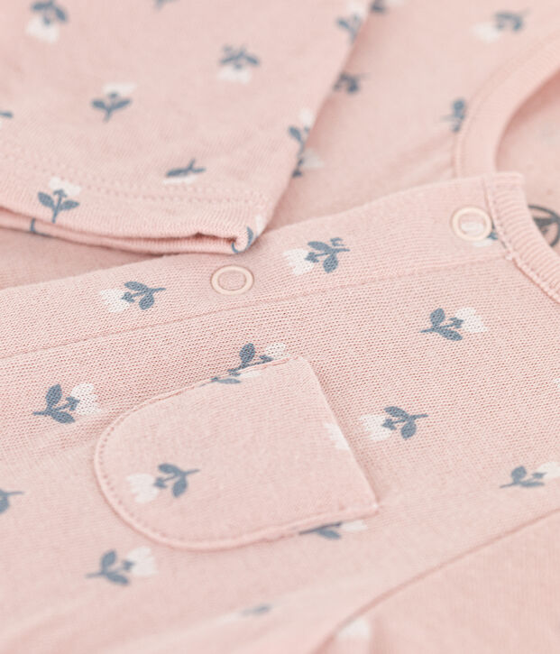 Combinaison longue en tubique b&eacute;b&eacute; rose/multicouleur