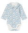 Body naissance manches longues bébé garçon en côte blanc MARSHMALLOW/bleu TOUDOU/ MULTICO