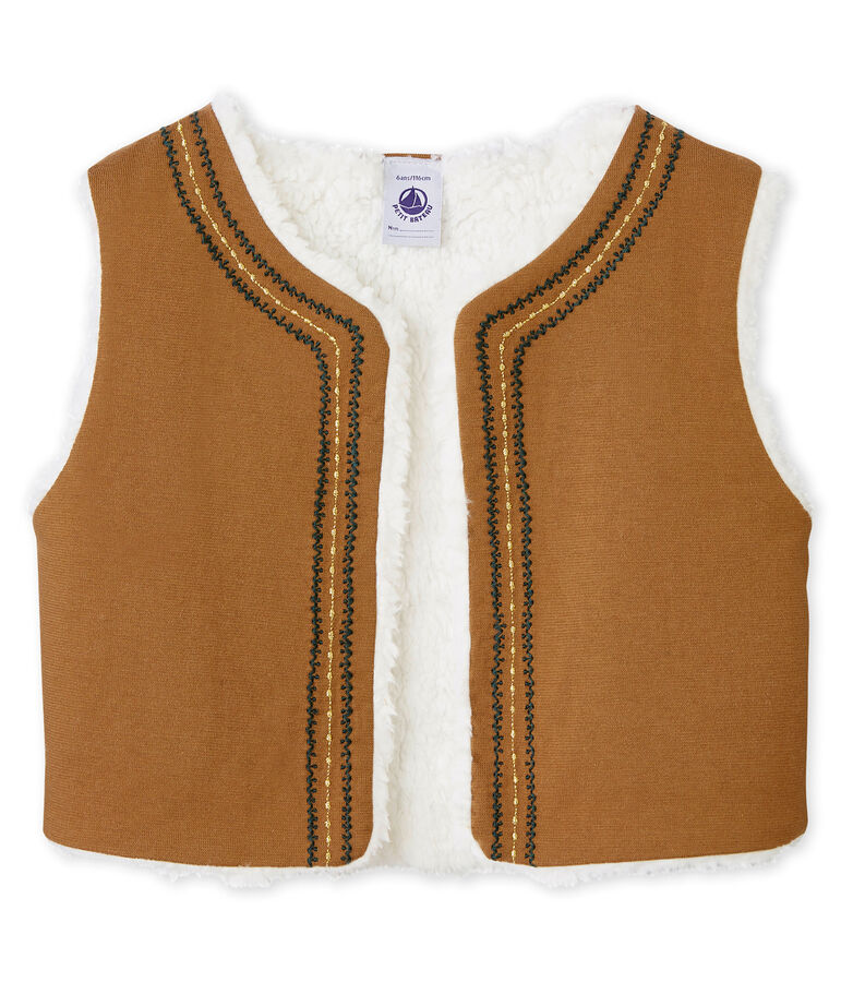 Gilet sans manche enfant fille marron