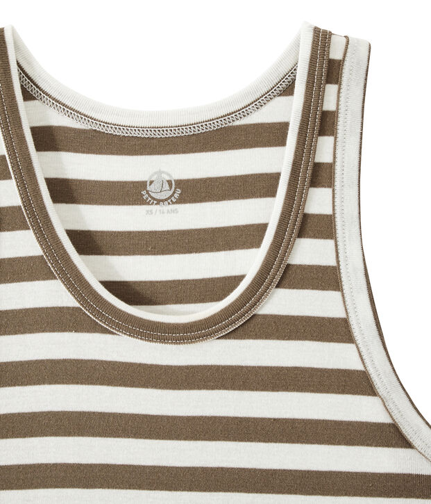 D&eacute;bardeur femme en c&ocirc;te originale ray&eacute;e marron/blanc