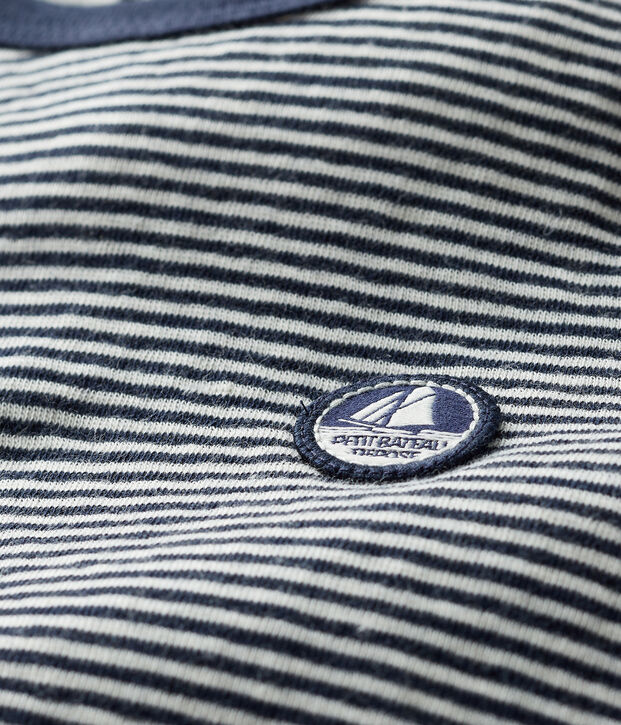 Tee shirt b&eacute;b&eacute; gar&ccedil;on en tubique bleu/blanc