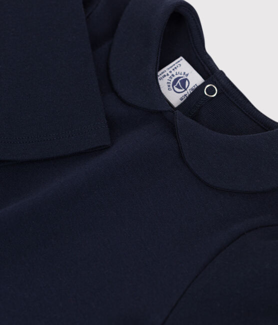 Blouse manches longues bébé en coton bleu SMOKING