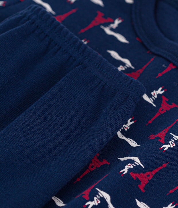 Pyjacourt ajust&eacute; en coton enfant bleu/multicouleur