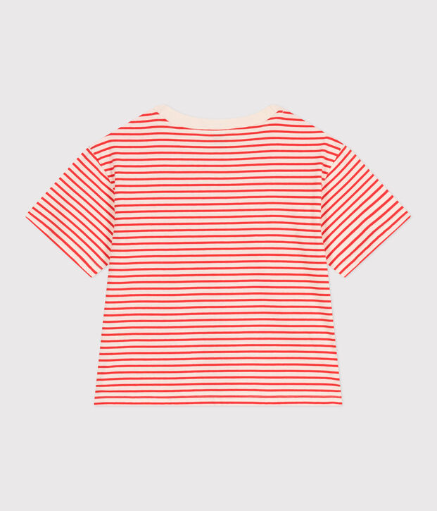 Tee-shirt Femme Le Boxy en coton ray&eacute; rouge/rouge