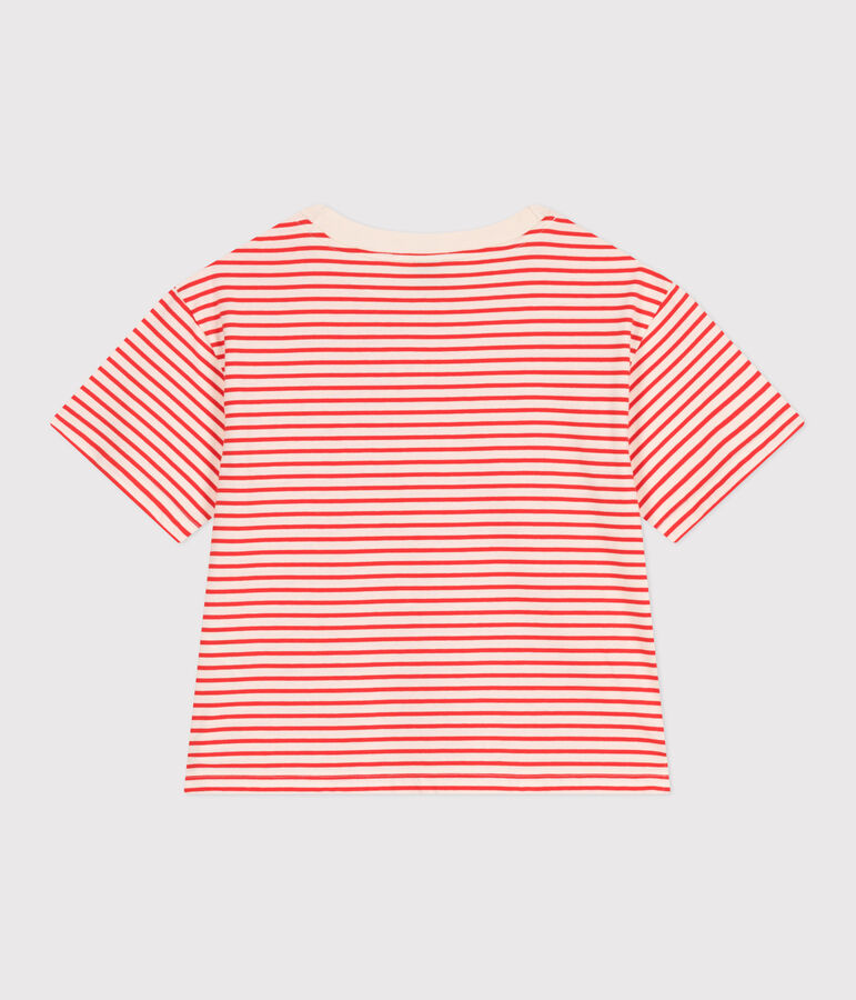 Tee-shirt Femme Le Boxy en coton ray&eacute; rouge AVALANCHE/ SPICY