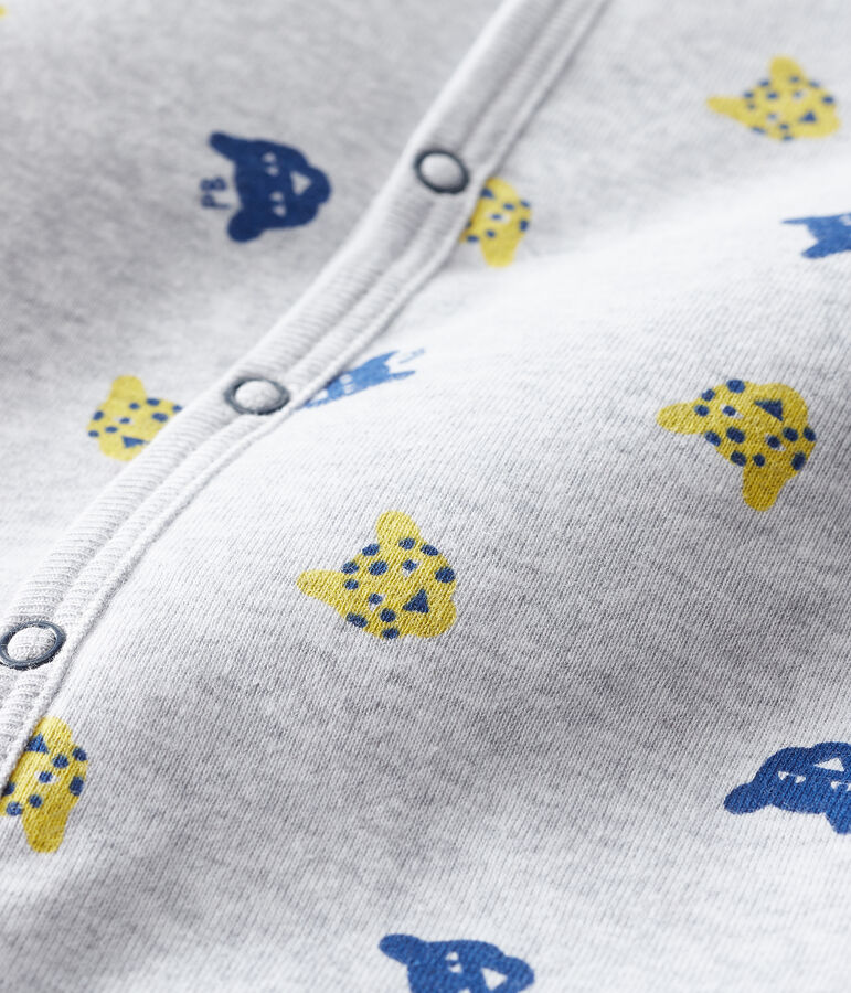 Dors Bien sans pieds b&eacute;b&eacute; gar&ccedil;on en c&ocirc;te ouatin&eacute;e gris POUSSIERE/blanc MULTICO