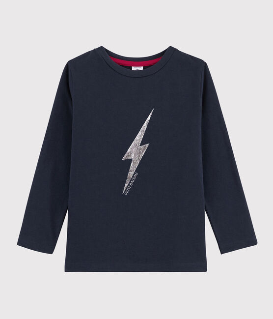 Tee-shirt sérigraphié enfant garçon bleu SMOKING