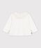 Tee-shirt b&eacute;b&eacute; en coton manches longues uni blanc