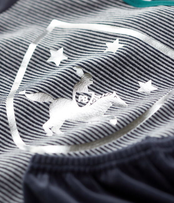 Pyjama de chevalier petit garçon en velours bleu SMOKING/blanc MULTICO