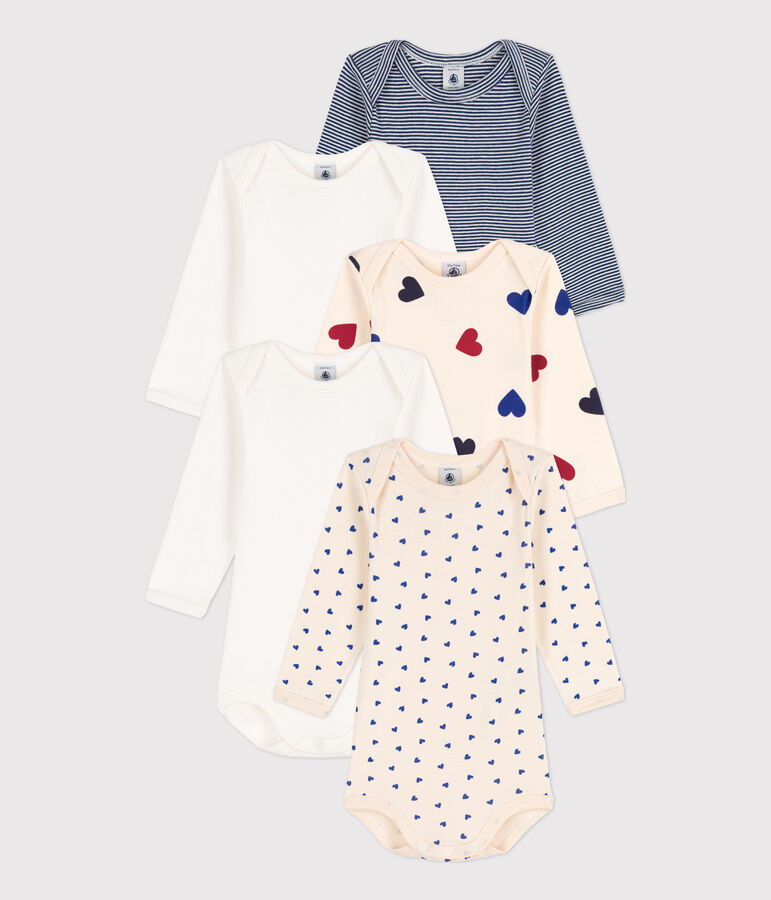 Lot de 5 bodies manches longues b&eacute;b&eacute; en coton multicouleur