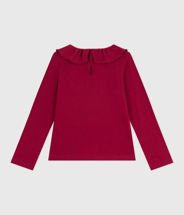 Tee-shirt enfant manches longues en coton uni rouge