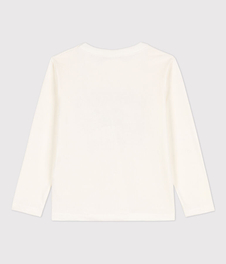 Tee-shirt manches longues imprim&eacute; enfant gar&ccedil;on blanc MARSHMALLOW