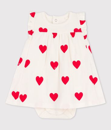 Robe body imprimée coeur en coton bio bébé