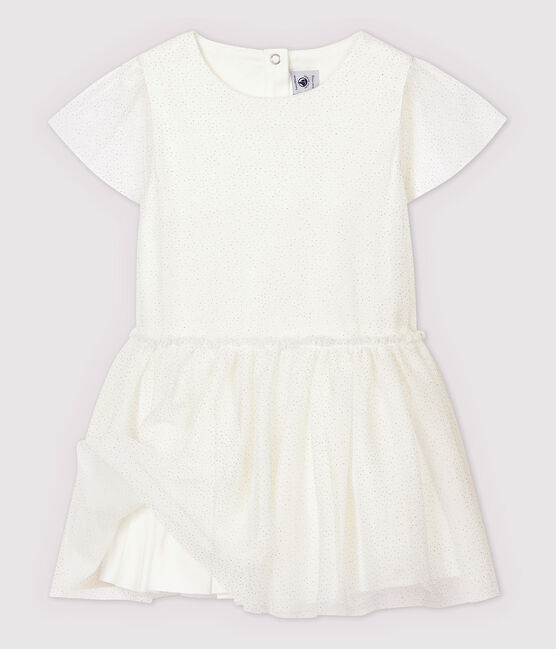 Robe cérémonie en tulle enfant fille blanc MARSHMALLOW/gris ARGENT