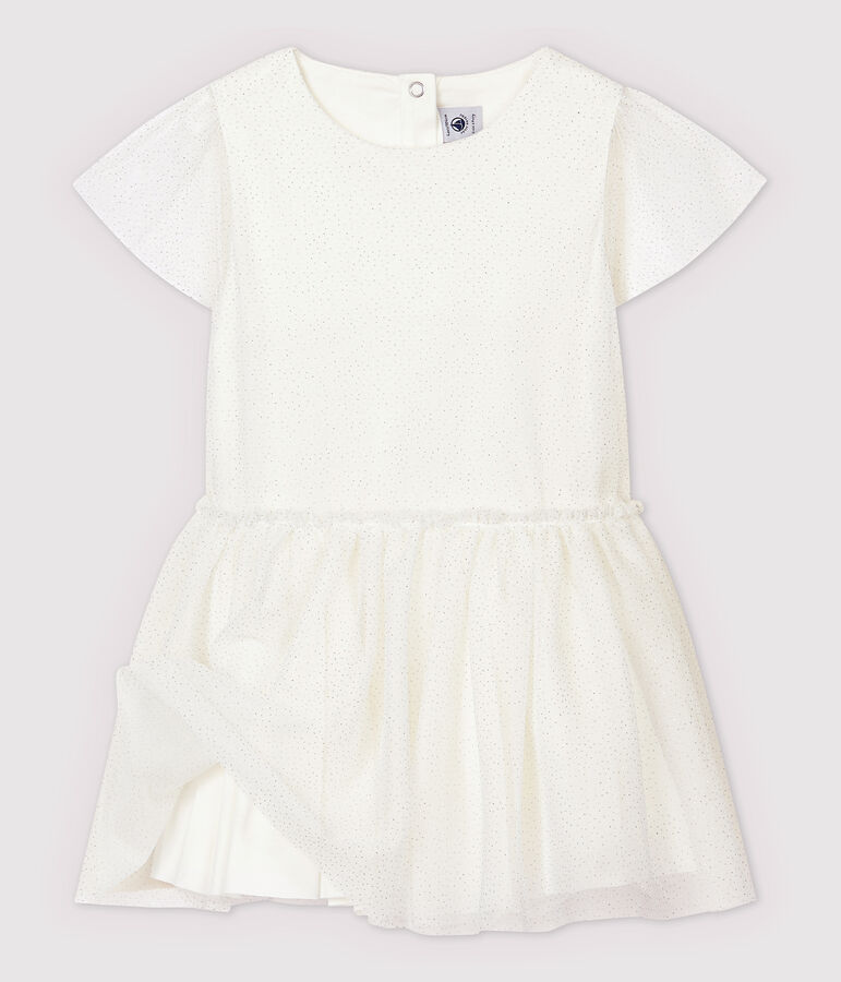 Robe c&eacute;r&eacute;monie en tulle enfant fille blanc/gris
