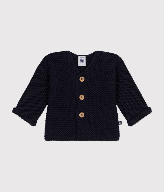 Cardigan en tricot point mousse bébé bleu SMOKING