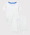 Pyjacourt étoiles bleues petit garçon en coton biologique blanc MARSHMALLOW/bleu BRASIER