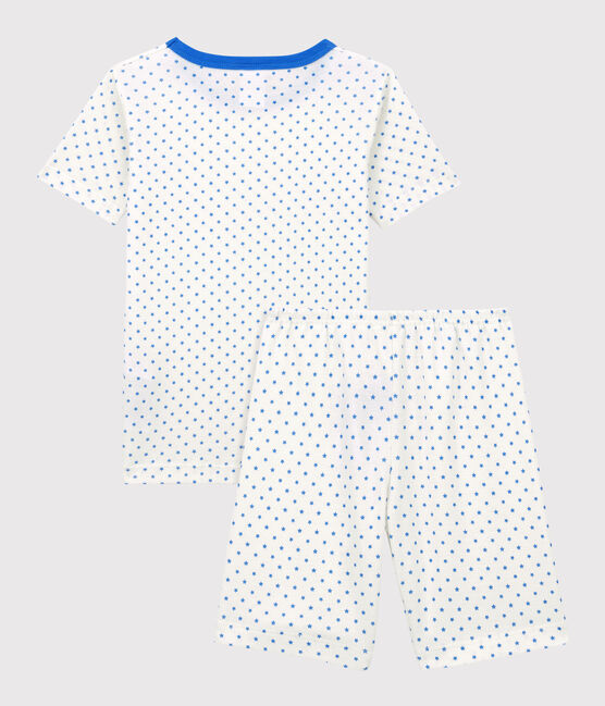 Pyjacourt étoiles bleues petit garçon en coton biologique blanc MARSHMALLOW/bleu BRASIER
