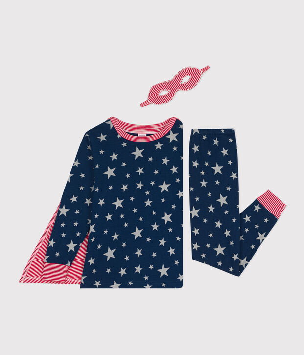 Pyjama d&eacute;guisement phosphorescent en coton enfant bleu/multicouleur