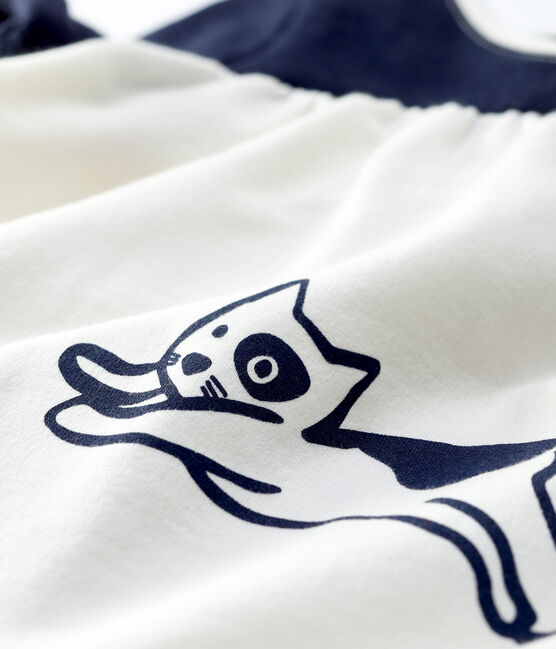 Robe en molleton bébé. blanc MARSHMALLOW/bleu SMOKING