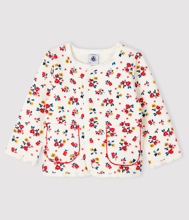 Cardigan b&eacute;b&eacute; fille en tubique blanc/multicouleur