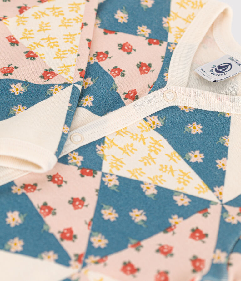 Pyjama b&eacute;b&eacute; sans pieds patchwork en coton blanc AVALANCHE/ MULTICO