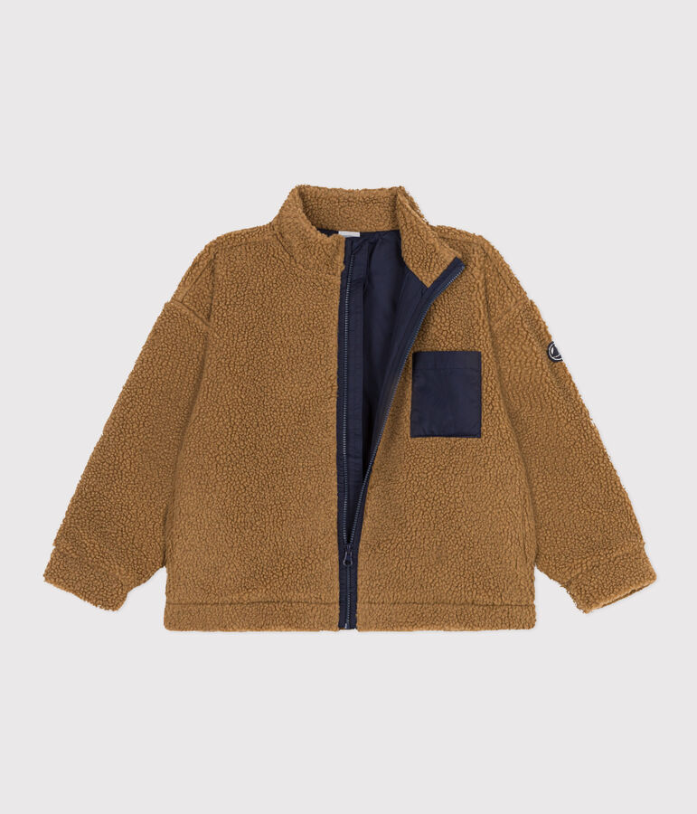 Veste en sherpa recycl&eacute;e enfant fille / gar&ccedil;on marron BRINDILLE