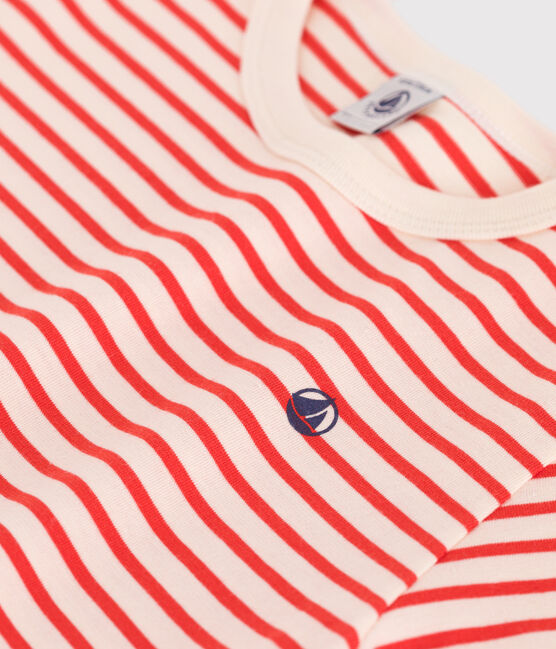 Teeshirt enfant en coton manches courtes à rayures rouge AVALANCHE/ SPICY