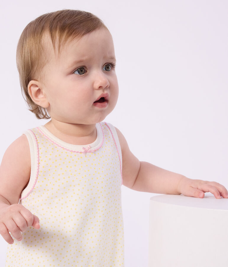 Combinaison courte sans manches b&eacute;b&eacute; en coton jaune/jaune