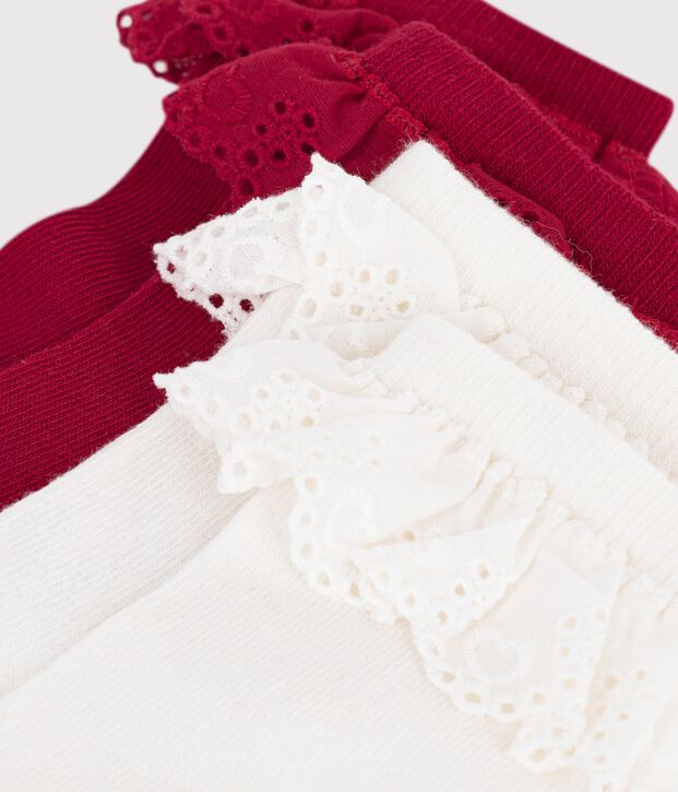 2 paires de chaussettes enfant en coton &agrave; volant multicouleur