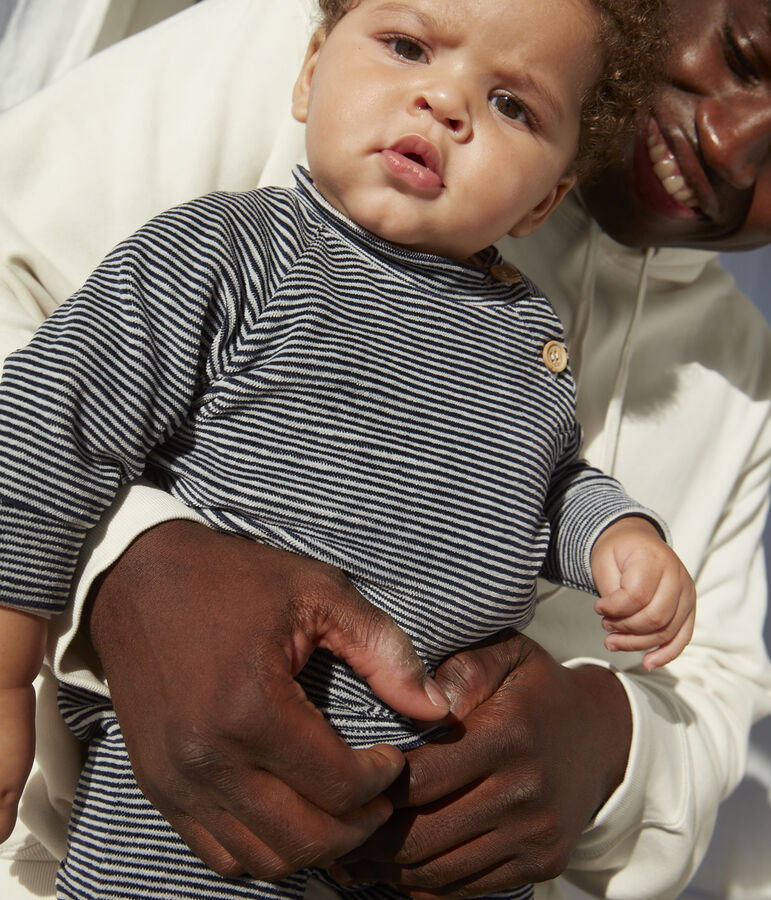 Ensemble 2 pi&egrave;ces b&eacute;b&eacute; en velours en coton bleu SMOKING/blanc MARSHMALLOW