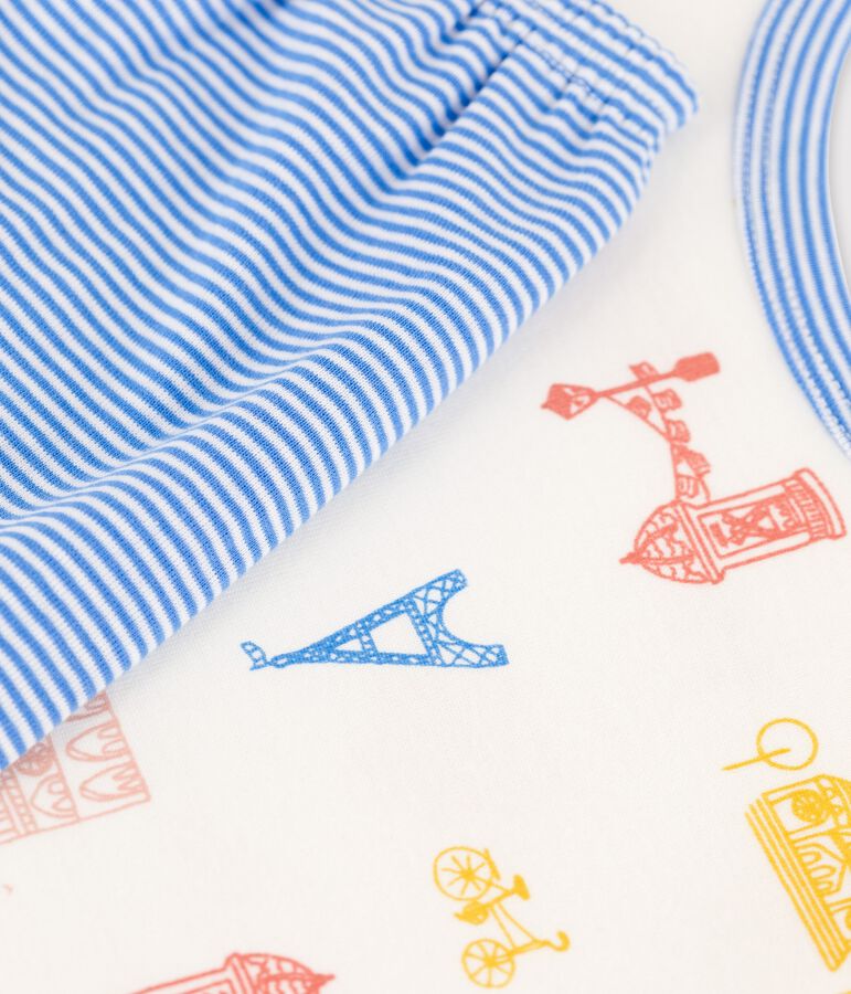 Pyjacourt Paris petit gar&ccedil;on en coton blanc MARSHMALLOW/blanc MULTICO