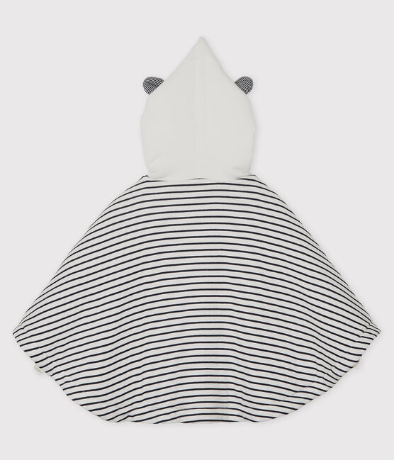 Cape rayée marinière  à capuche en coton bio bébé bleu SMOKING/blanc MARSHMALLOW