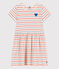 Robe enfant en coton manches courtes à rayures  et cœur blanc AVALANCHE/ MULTICO