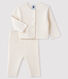 Ensemble blanc 2 pièces bébé en tricot