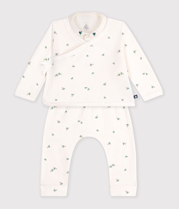 Coffret cadeau b&eacute;b&eacute; en coton imprim&eacute; &agrave; fleurs &eacute;cru/multicouleur