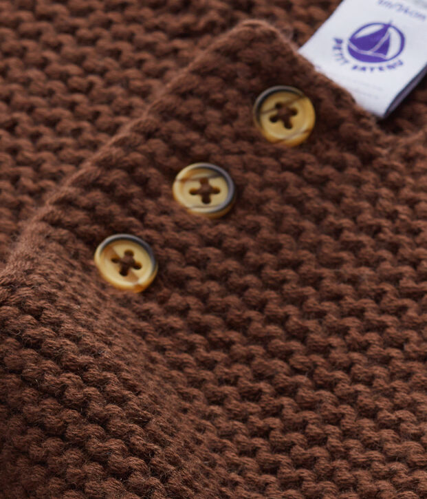 Cardigan b&eacute;b&eacute; mixte laine et coton marron