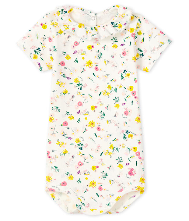 Body b&eacute;b&eacute; fille &agrave; collerette blanc/multicouleur